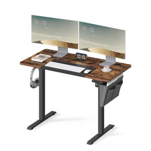 In hoogte verstelbaar bureau met geheugenfunctie, Vintagebruin + zwart / 60 X 120 cm