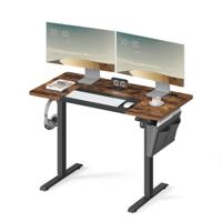 In hoogte verstelbaar bureau met geheugenfunctie, Vintagebruin + zwart / 60 X 120 cm