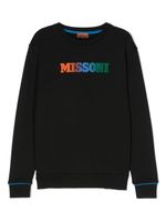 Missoni Kids sweat en jersey mélangé à logo imprimé - Noir