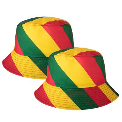 Carnaval vissershoedje Limburg - 5x - zonnehoedje - geel/groen/rood - voor volwassenen