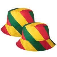 Carnaval vissershoedje Limburg - 5x - zonnehoedje - geel/groen/rood - voor volwassenen