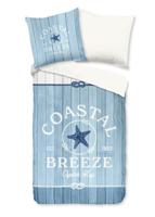 Good Morning Dekbedovertrek "Houten planken/ maritiem" - Blauw - (200x200 cm) - Katoen