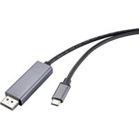Renkforce RF-4630696 USB-C-displaykabel USB-C / DisplayPort Aansluitkabel USB-C stekker, DisplayPort-stekker 1.00 m Zwart PVC-mantel