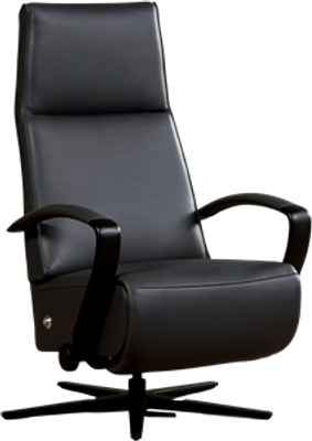 Donkergrijze leren industriële relaxfauteuil Idol - staal zwart frame met stervoet - zithoogte medium - Massif Leer Graphite (donkergrijs leer)