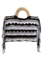 Nannacay sac cabas rayé Vera en crochet - Noir - thumbnail