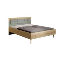 Meubella Tweepersoonsbed Wally - Licht eiken - Groen - 160x200 cm