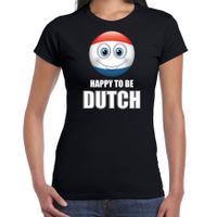 Nederland emoticon Happy to be Dutch landen t-shirt zwart dames - thumbnail