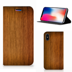 Apple iPhone X | Xs Book Wallet Case Donker Hout