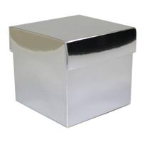 Luxe cadeaudoosje met deksel - zilver metallic - 10 x 10 x 10 cm