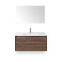 Dante Badmeubelset 100 cm - Tabacco - Keramische Wastafel Wit Enjoy - met Spiegel