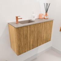 Toiletmeubel Mondiaz Joya Dlux | 70 cm | Meubelkleur Oak | Faye wastafel Saba Wasbak Links | 1 kraangat