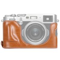 1/4 inch draad PU lederen camera halve Case Base voor FUJIFILM X100F (bruin)