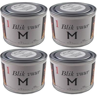 Blik vuur tuinfakkel - 4x - 11 x 7 cm - 4 branduren - verlichting in blik - tuinkaars