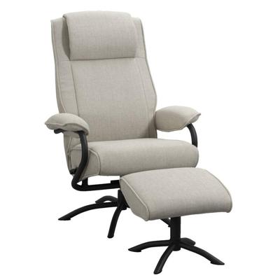 Leen Bakker - Relaxfauteuil Vincent Incl. Hocker - Zand - Stof - Beige - 85x79x110 Cm