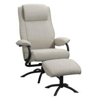 Leen Bakker - Relaxfauteuil Vincent Incl. Hocker - Zand - Stof - Beige - 85x79x110 Cm
