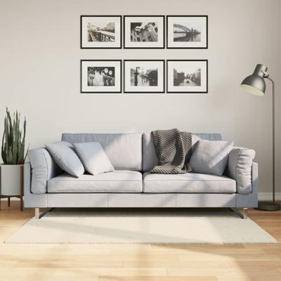VidaXL Vloerkleed istan hoogpolig glanzend 80x150 cm crèmekleurig