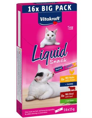 VITAKRAFT Cat Liquid-Snack with beef and chicken - Kattensnoepje - 16 x 15g