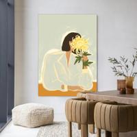 Urban Cotton Wandkleed 'The Chrysante Mum' 110 x 145cm in Frame - black