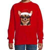 Kersttrui / sweater honden - kinderen - Chihuahua - rood - kerstmuts - Kerstmis