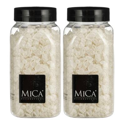Mica Decorations decoratie stenen / granulaat - 2x - 650 ml - 4-10 mm - mat wit