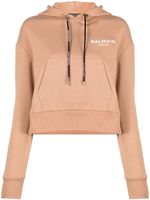 Balmain hoodie crop à logo imprimé - Rose - thumbnail