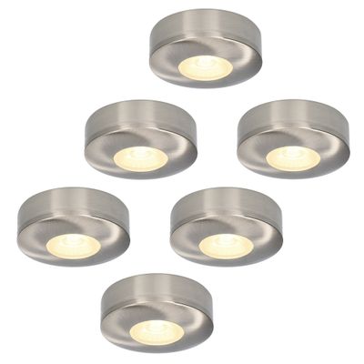HOFTRONIC™ Set van 6 LED Opbouwspots Pavo RVS 3 Watt 2700K 300lm Ultra dun 23 mm