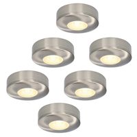 HOFTRONIC™ Set van 6 LED Opbouwspots Pavo RVS 3 Watt 2700K 300lm Ultra dun 23 mm