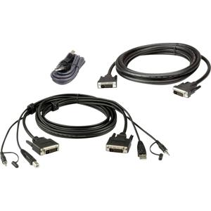 ATEN KVM Aansluitkabel [1x DVI-D-stekker, USB-A 2.0 stekker, Jackplug male 3,5 mm - 1x DVI-D-stekker, USB 2.0 bus A, Jackplug male 3,5 mm] 1.80 m Zwart