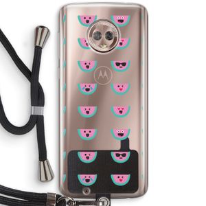 Smiley watermeloenprint: Motorola Moto G6 Transparant Hoesje met koord