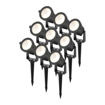 Set van 9 Piton LED Prikspots - 4,9W 425lm - Kantelbaar - 20.000 Branduren - 3000K Warmwit - IP65 Waterdicht - Zwart - 1 Jaar Garantie