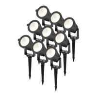 Set van 9 Piton LED Prikspots - 4,9W 425lm - Kantelbaar - 20.000 Branduren - 3000K Warmwit - IP65 Waterdicht - Zwart - 1 Jaar Garantie