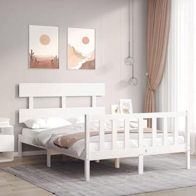 Bedframe zonder matras massief grenenhout wit 120x200 cm