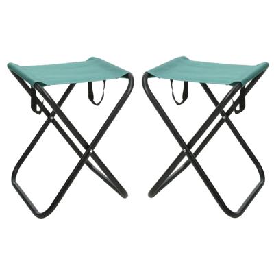 Redcliffs Outdoor Camping/outdoor krukje - 2x - Inklapbaar - groen - metaal/polyester - 30 x 60 cm