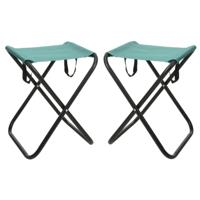 Redcliffs Outdoor Camping/outdoor krukje - 2x - Inklapbaar - groen - metaal/polyester - 30 x 60 cm