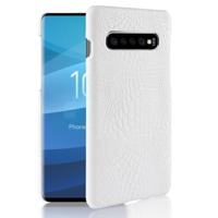 Schokbestendige krokodil textuur PC + PU Case voor Galaxy S10 5G (wit)