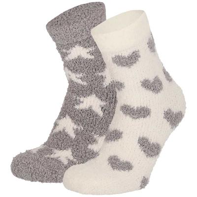 Apollo bedsokken / huissokken - dames - 2-pack - grijs/wit - one size - Slaapsokken - Slofsokken Apollo bedsokken / huissokken - dames - 2-pack - grijs/wit - one size - Slaapsokken - Slofsokken