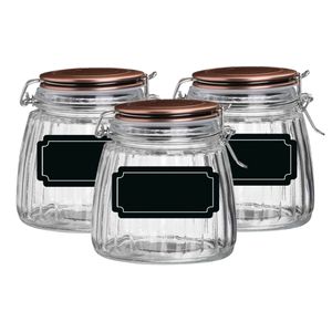 Weckpot/inmaakpot - 6x - 1L - glas - met beugelsluiting - incl. etiketten