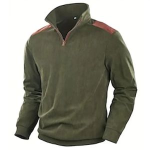 Voor heren Sweatshirt Sweatshirt met kwartrits Leger Groen Opstaande boord Effen Lapwerk Kleurenblok Sport Outdoor Dagelijks Feestdagen Streetwear Basic Casual Lente Herfst Kleding Hoodies miniinthebox