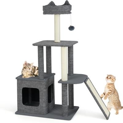 117 cm Krabpaal Klein Kattenboom met Hol Krabzuilen Sisal-Helling Bal & Springplatform Kattenkrabpaal Modern Klimboom