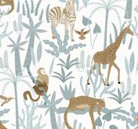 Patroon tropische jungle pastelkleuren behang