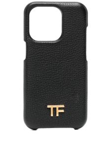 TOM FORD coque d'iPhone 14 Pro en cuir - Noir