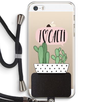 I love cacti: iPhone 5 / 5S / SE Transparant Hoesje met koord