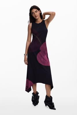 Asymmetrische jurk klaproos - BLACK - XL