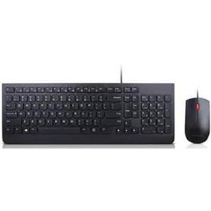 Lenovo Essential Wired Combo Set met toetsenbord en muis Kabelgebonden, USB Multimediatoetsen, Spatwaterdicht AZERTY, Frans Zwart