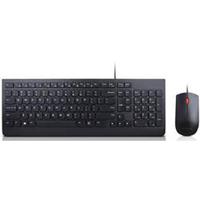 Lenovo Essential Wired Combo Set met toetsenbord en muis Kabelgebonden, USB Multimediatoetsen, Spatwaterdicht AZERTY, Frans Zwart - thumbnail