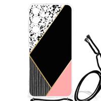 Samsung Galaxy A25 Shockproof Case Zwart Roze Vormen