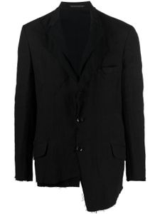 Yohji Yamamoto blazer en lin à simple boutonnage - Noir