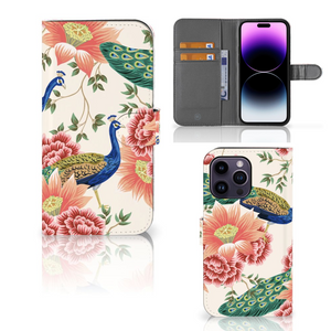 Telefoonhoesje met Pasjes voor iPhone 15 Pro Max Pink Peacock