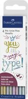 Faber Castell Tekenstift Pitt Artist Pen - 4-delig etui - Metallic