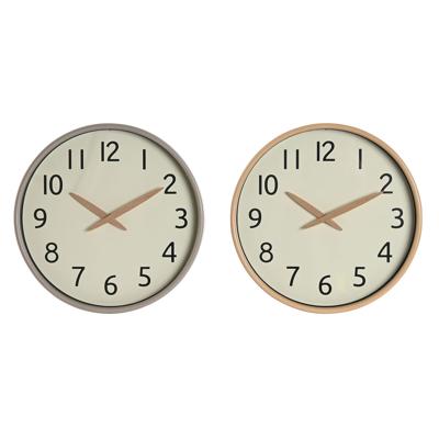 Muurklok Home ESPRIT Beige Natuurlijk PVC Hout 30 x 4,7 x 30 cm (2 Stuks)
